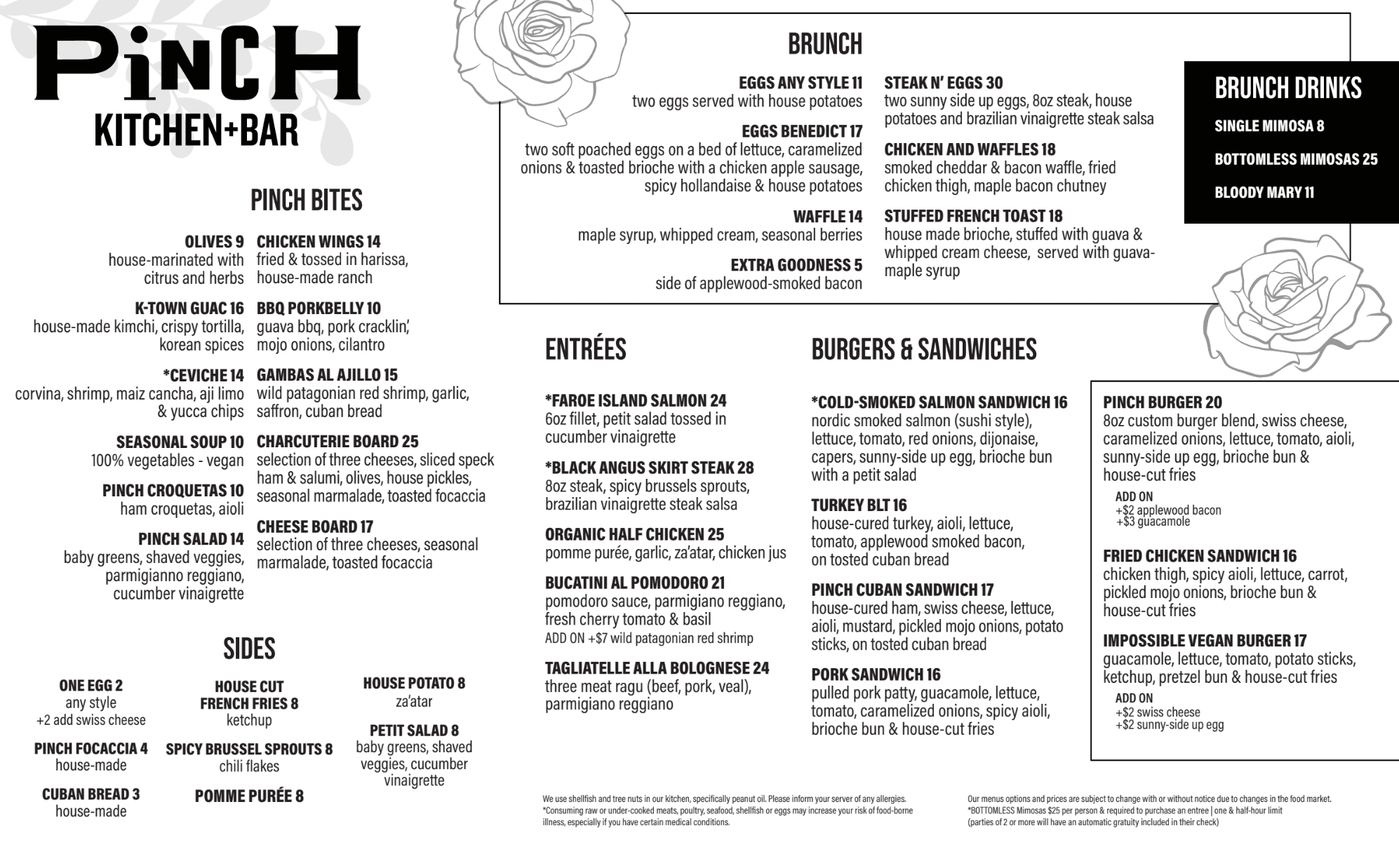 Pinch Brunch Menu